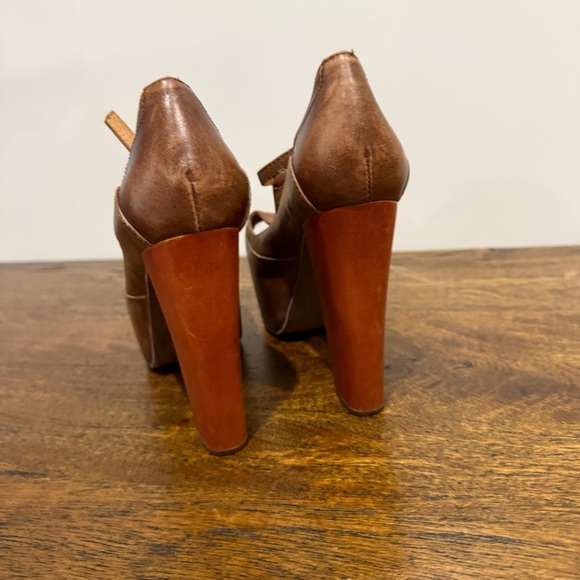 Jeffrey Campbell Foxy Wood Brown Y2K Platform Heel - Picture 12 of 12